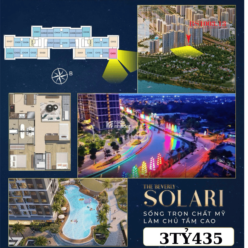 BÁN NHÀ VINHOMES GRAND PARK GIÁ 3TỈ4 - CĂN HỘ 2 PHÒNG NGỦ  ( 70m2 ) ** THE BEVERLY SOLARI 
