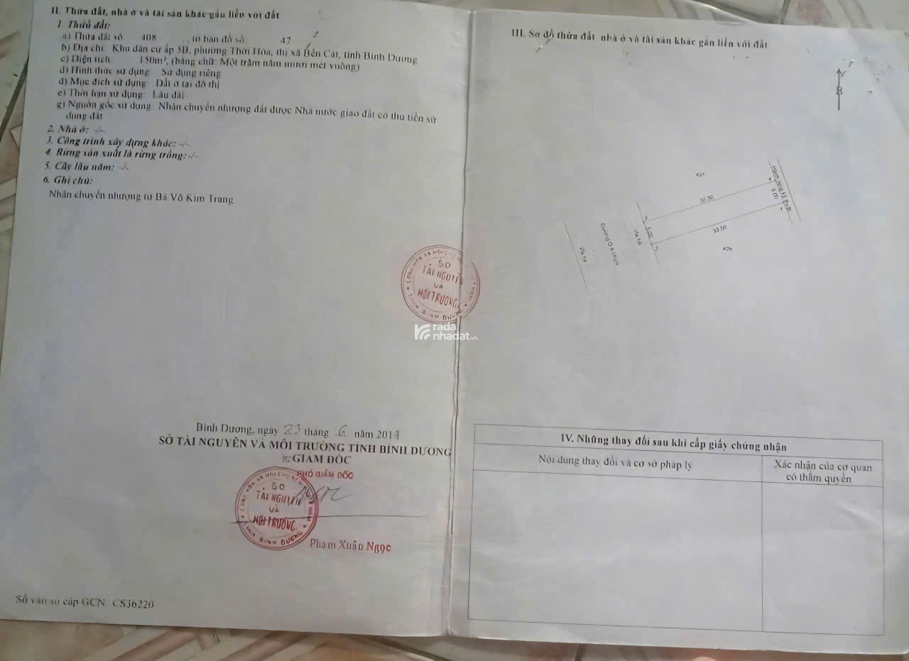 Bán đất 530 mỹ phước 4, thới hòa, hồ chí minh