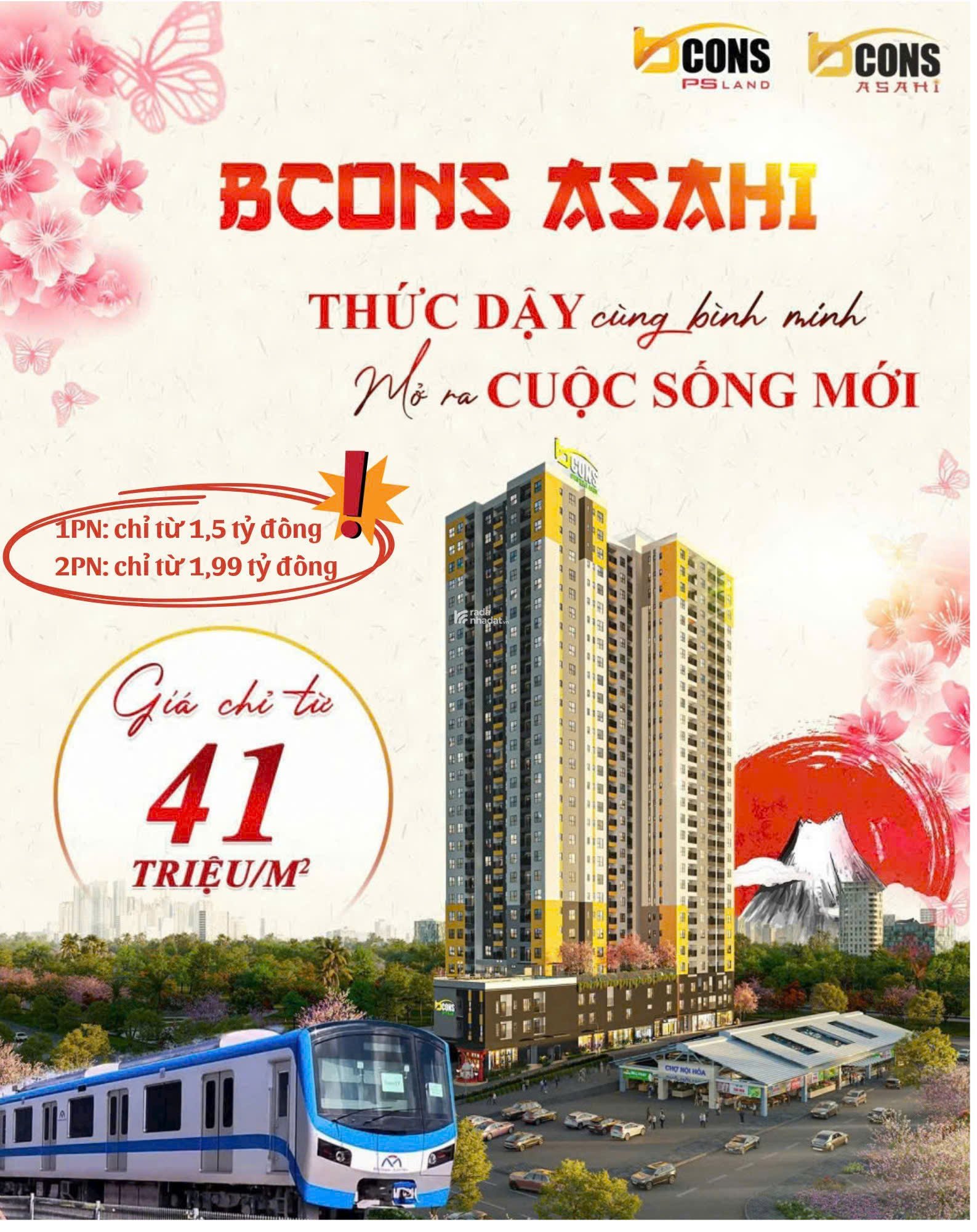 Bán căn hộ 1PN dự án Bcons ASAHI tại mặt tiền đường QL1K