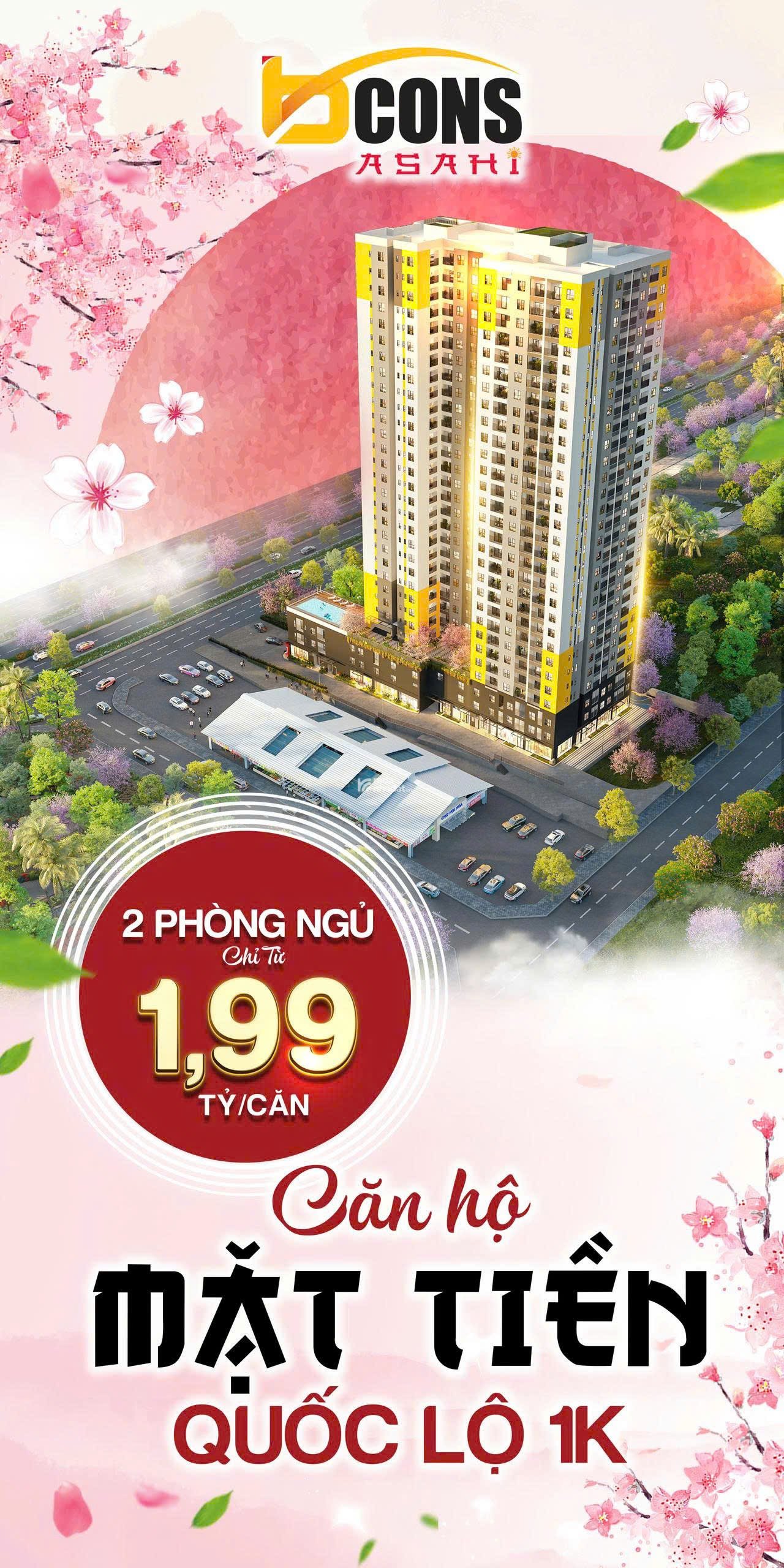 Bán căn hộ 1PN dự án Bcons ASAHI tại mặt tiền đường QL1K