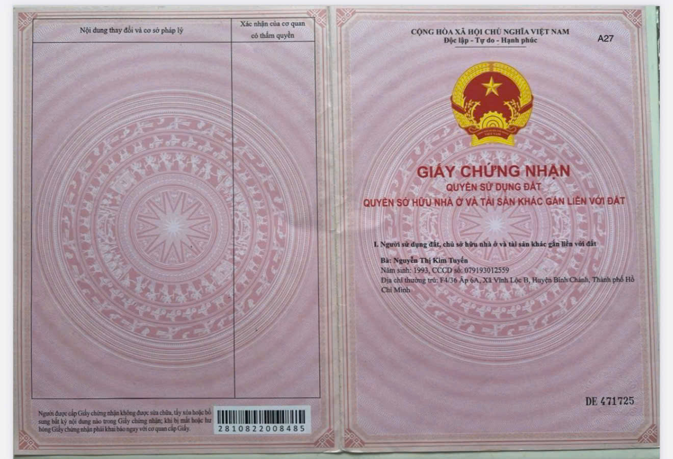 Đất Chính Chủ sổ Hồng Riêng Chỉ 650tr-Sau lưng chợ Cần Đước