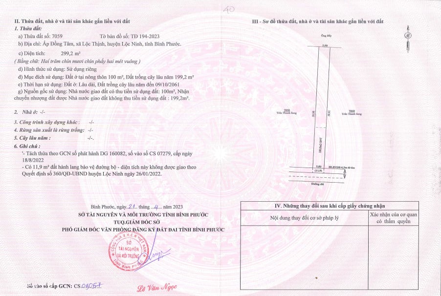 Bán đất ở Xã Lộc Thịnh huyện Lộc Ninh tỉnh Bình Phước