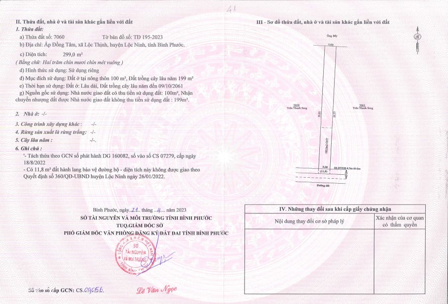 Bán đất ở Xã Lộc Thịnh huyện Lộc Ninh tỉnh Bình Phước