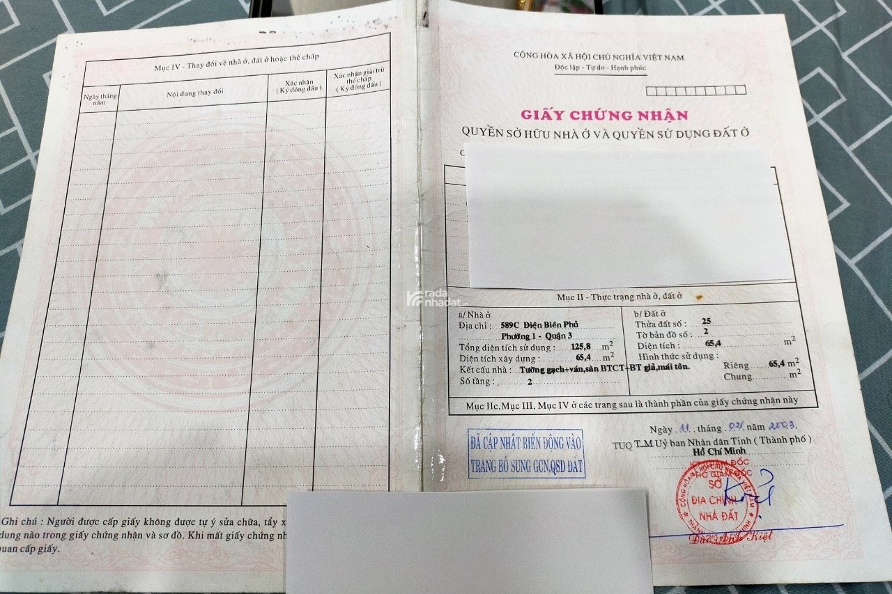 Bán nhà mặt tiền 589c Điện Biên Phủ F1 Q3 TPHCM . Giá 22 tỷ. 5 phòng ngủ, 7 WC.  