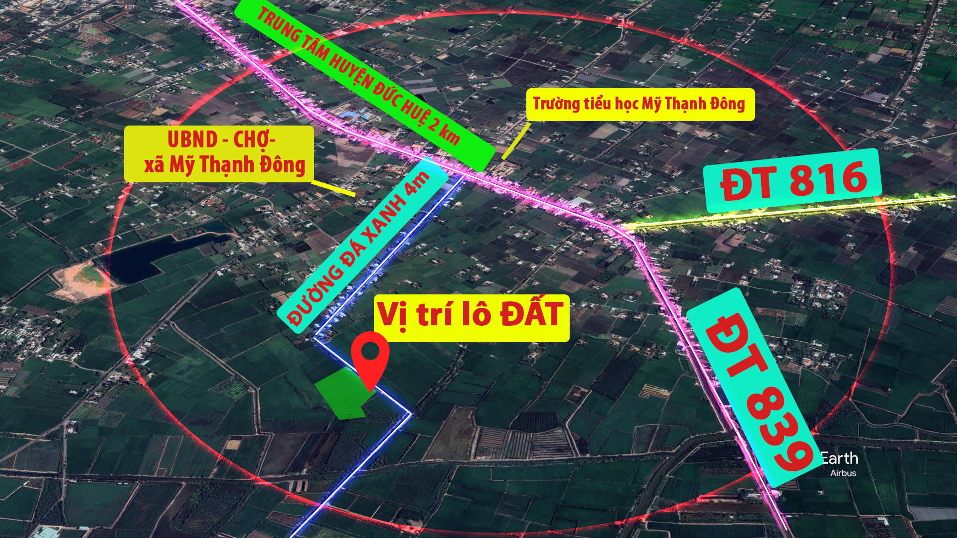 3,5 mẫu lúa rừng sản xuất mặt tiền đá xanh trung tâm huyện Đức Huệ, Long an giá rẽ