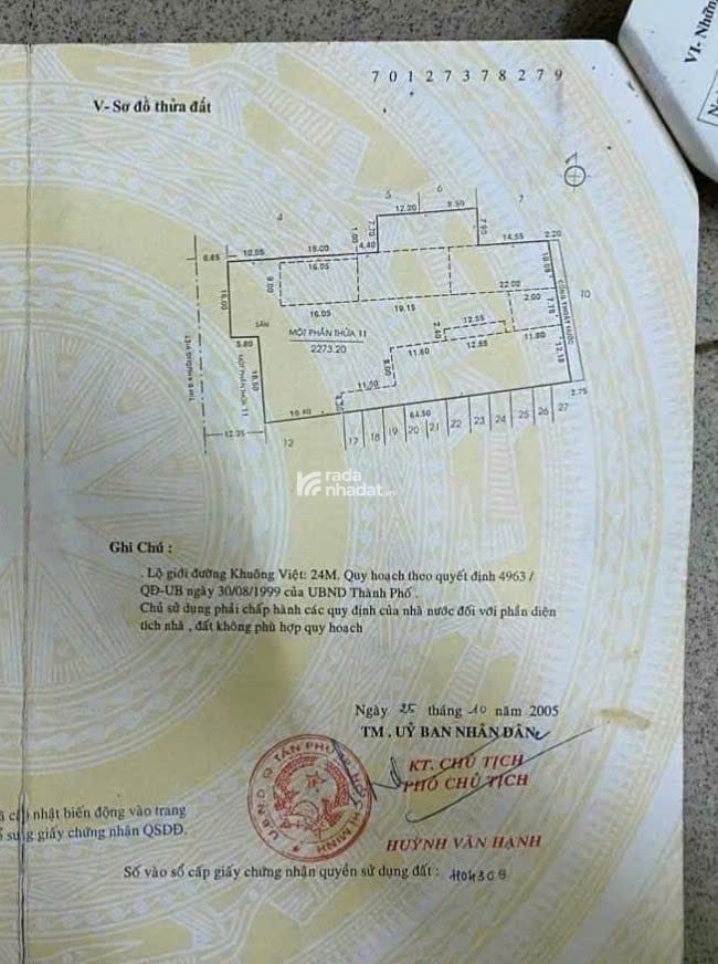 Bán nhà Mặt tiền 317A Khuông Việt, Phú Trung , Tân Phú