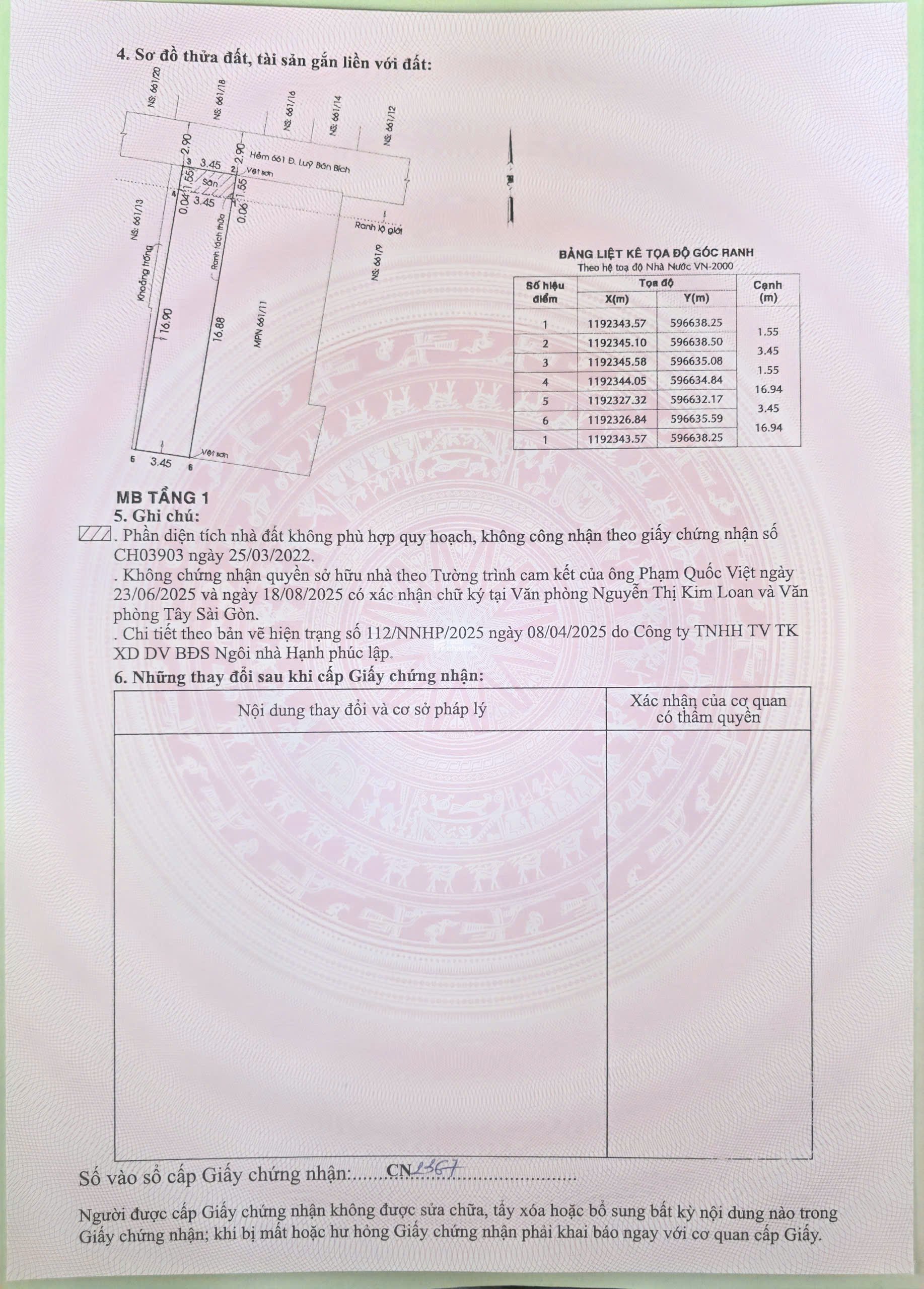 BÁN LÔ ĐẤT HXH LŨY BÁN BÍCH (3.5 X 18.5M), ĐÃ CÓ GPXD 4 LẦU, GIÁ BÁN 5,75 TỶ