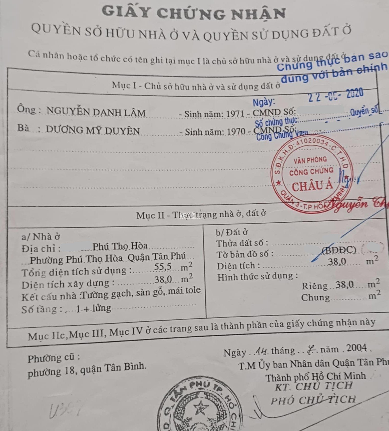 38m2 HẺM XE TẢI PHÚ THỌ HOÀ, hẻm thông, 3ty6
