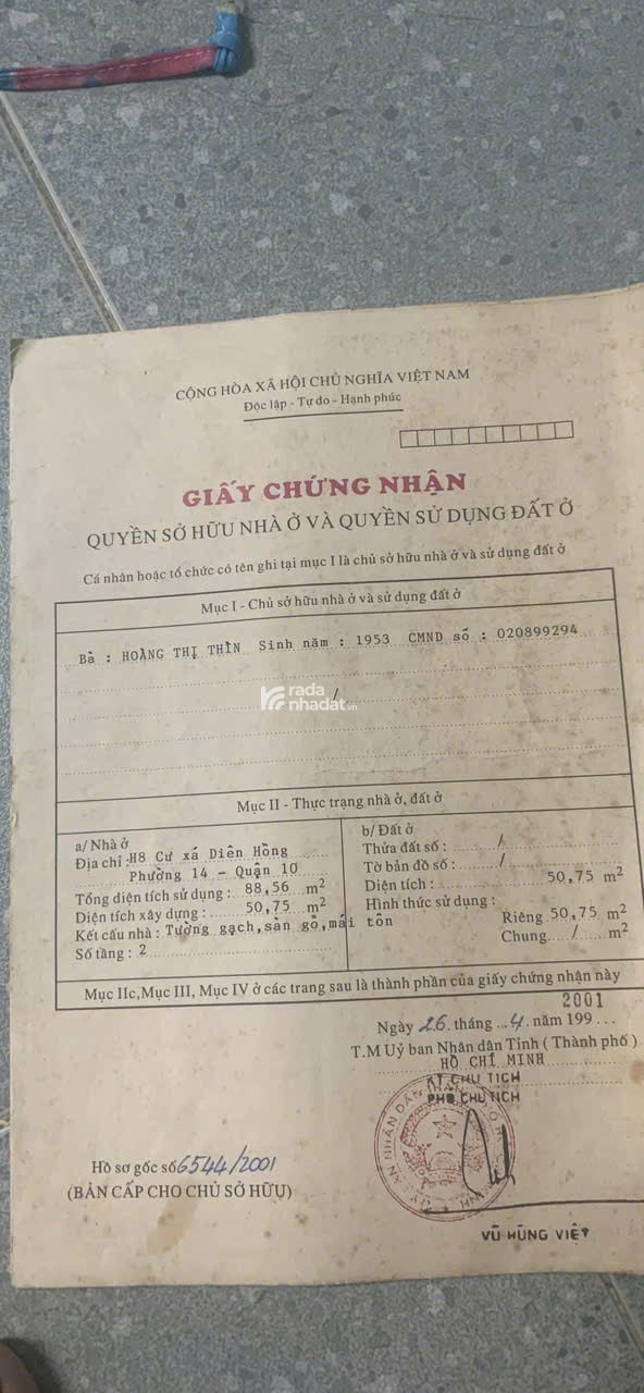 BÁN NHÀ HẺM TRUNG TÂM QUẬN 10 ĐƯỜNG 3/2 QUẬN 10