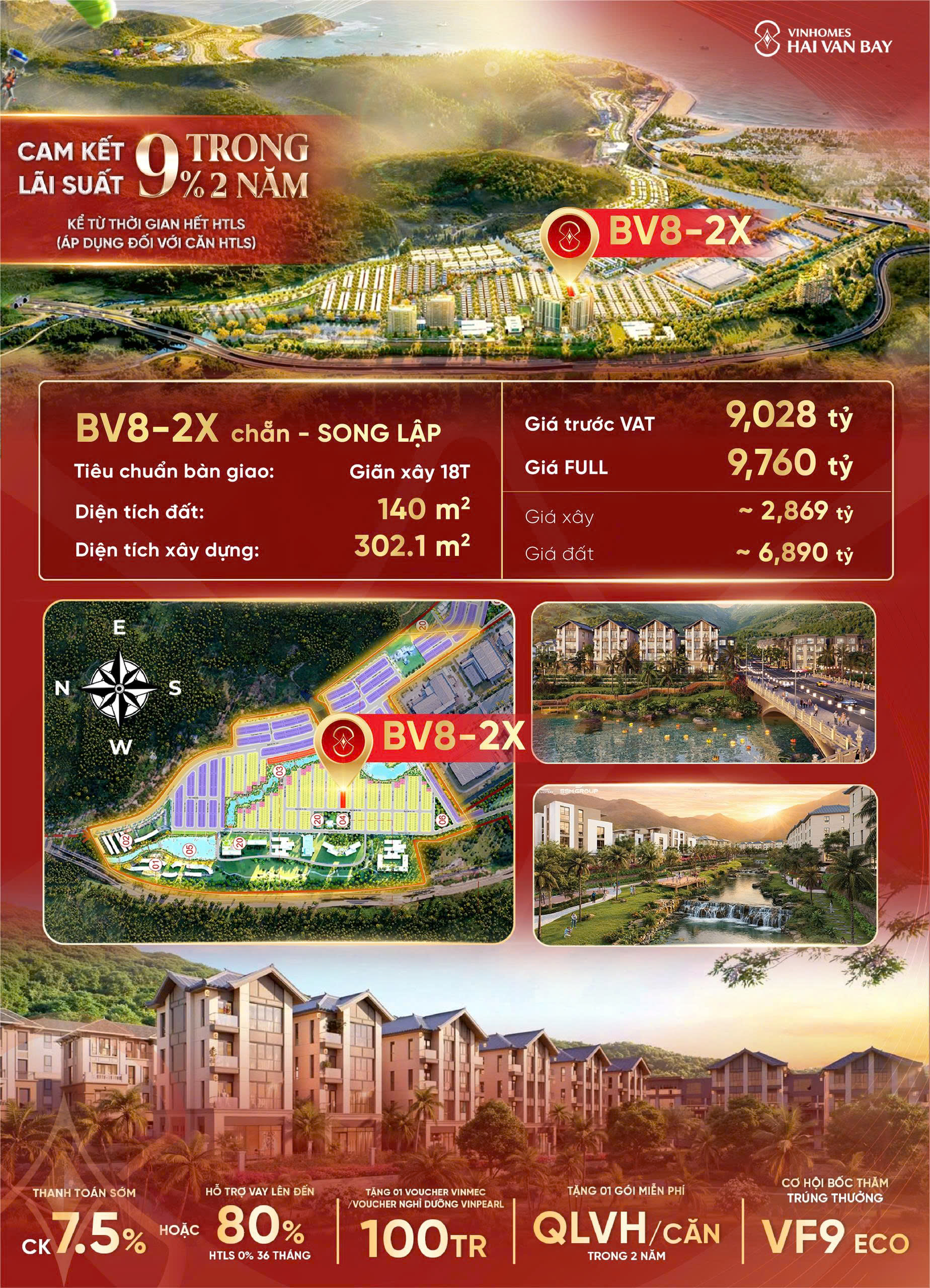 Biệt thự song lập Vinhomes Hải Vân Đà Nẵng (Vinhomes Làng Vân) chỉ 9,1ty