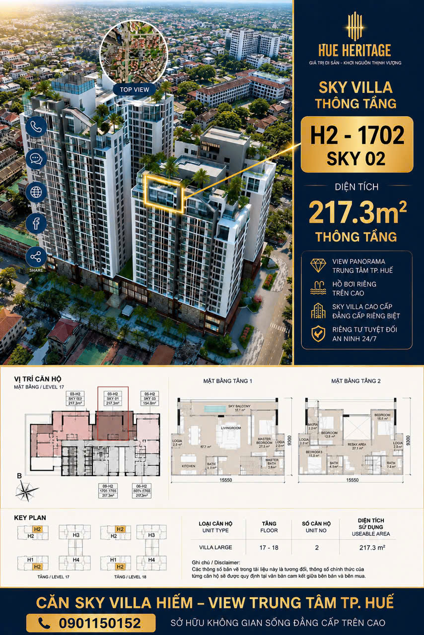 Nhanh tay sở hữu căn Sky villa cuối cùng giá gốc từ CĐT Huế Heritage