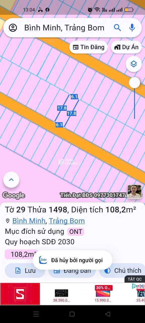 bán đất sát tái định cư bình minh trảng bom 