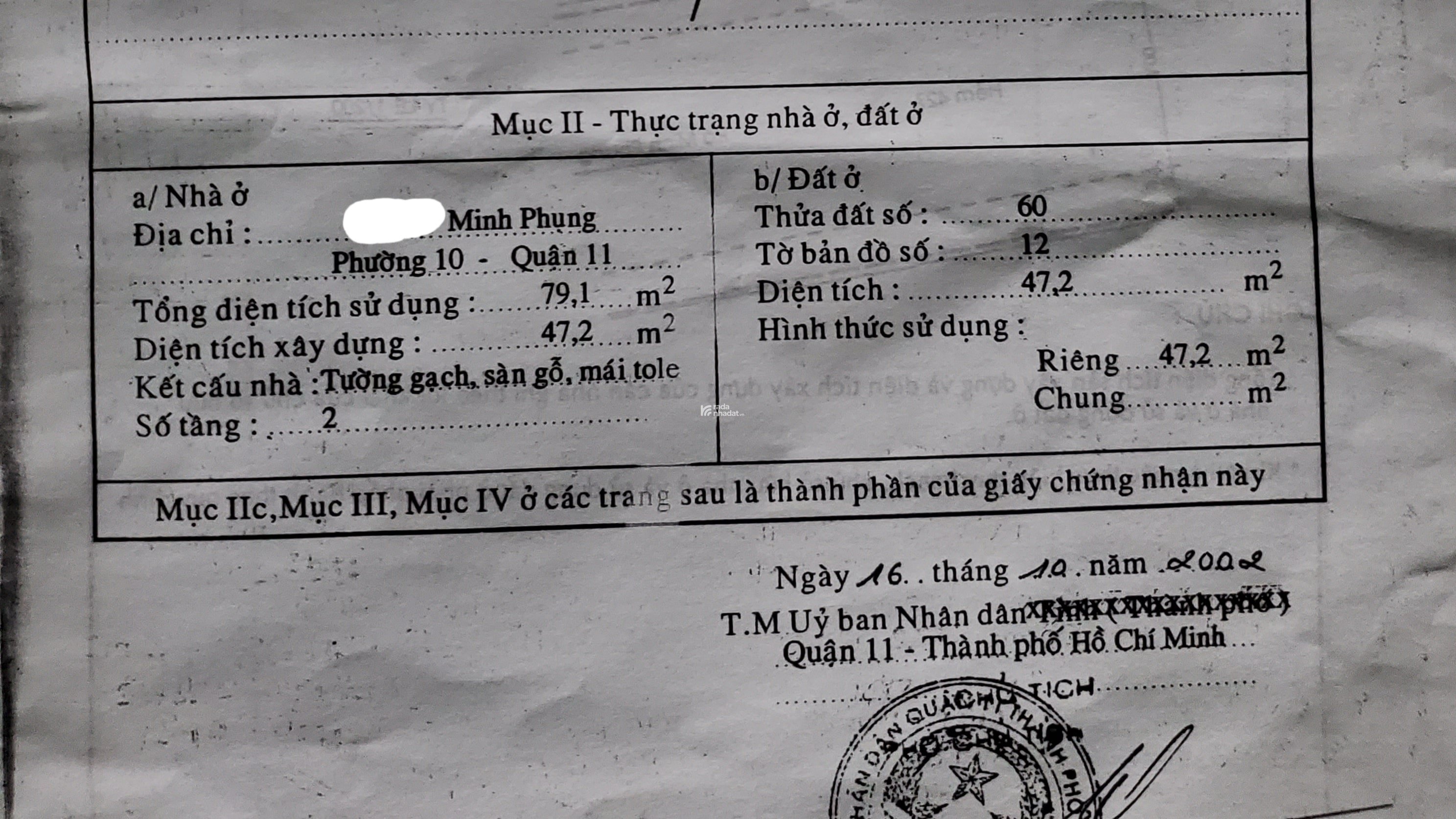 Nhà Mặt Tiền hẻm 427 Minh Phụng Quận 11 cần bán