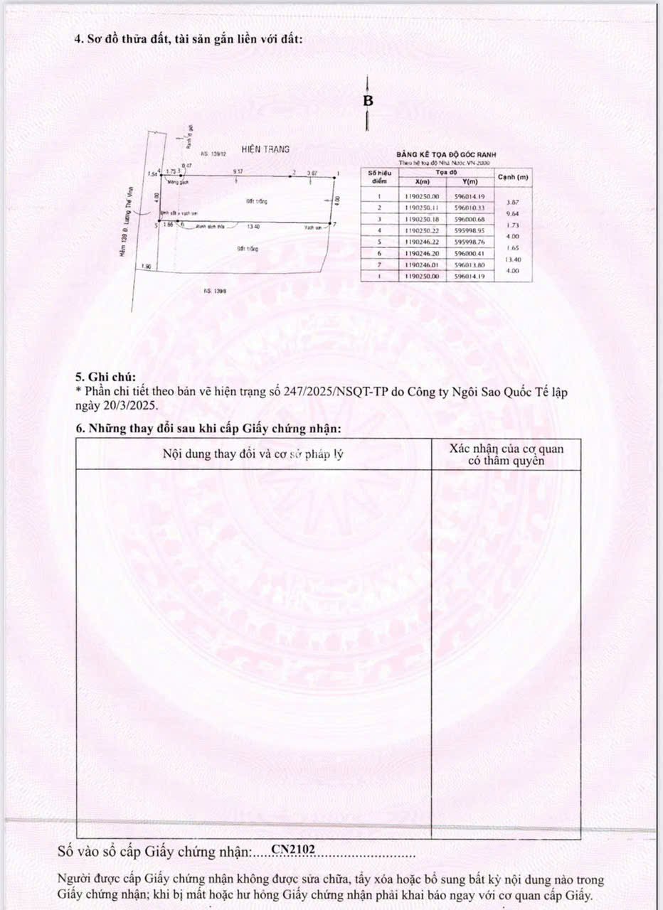 BÁN 2 LÔ ĐẤT LƯƠNG THẾ VINH, QUẬN TÂN PHÚ, DT 4.4 X 13.5M (67M2), NGAY Q11, Q6