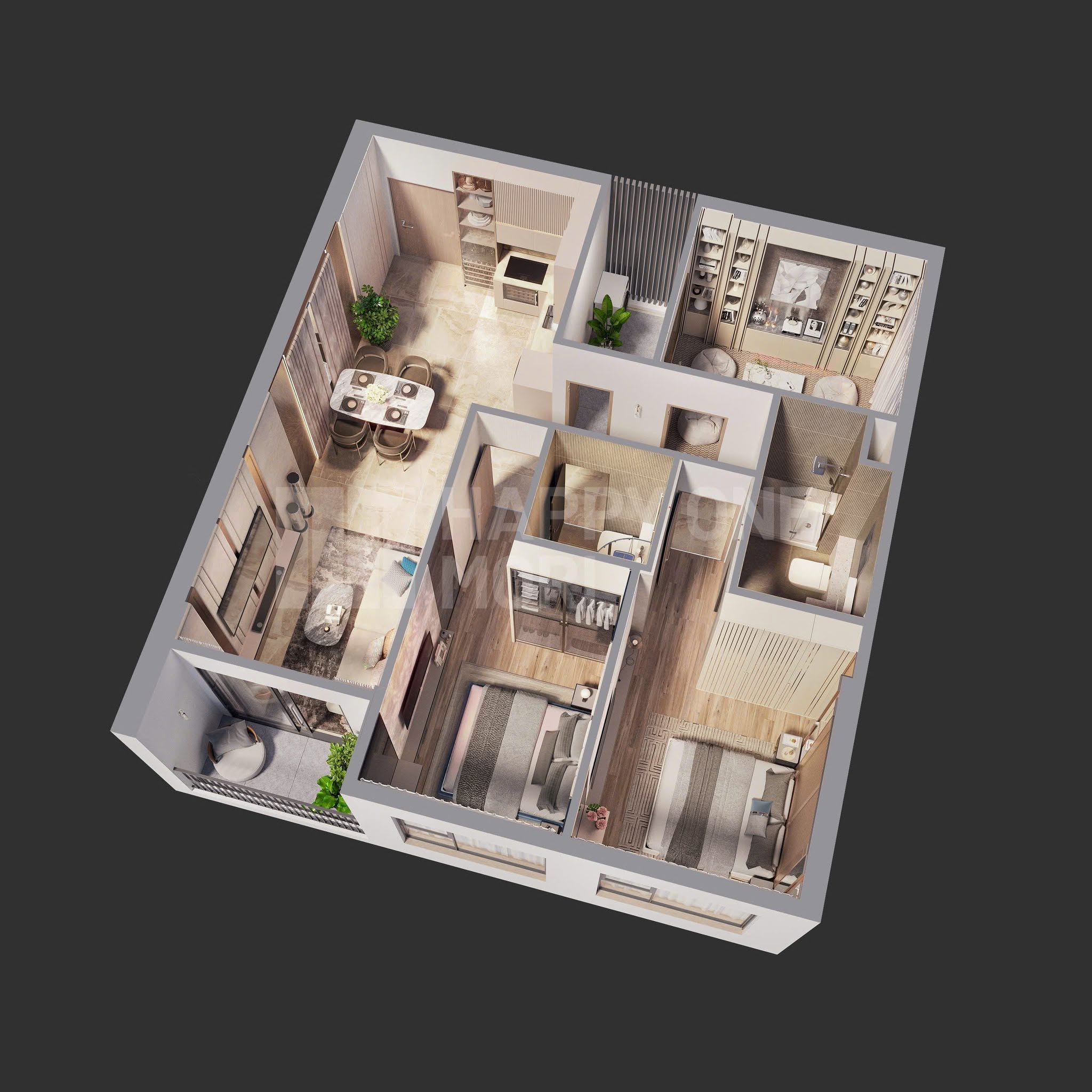 [Giá gốc CĐT] Bán căn hộ 2pn, dt: 68m2 giá từ 3,1 tỷ  chiết khấu 4% - Happy One Mori