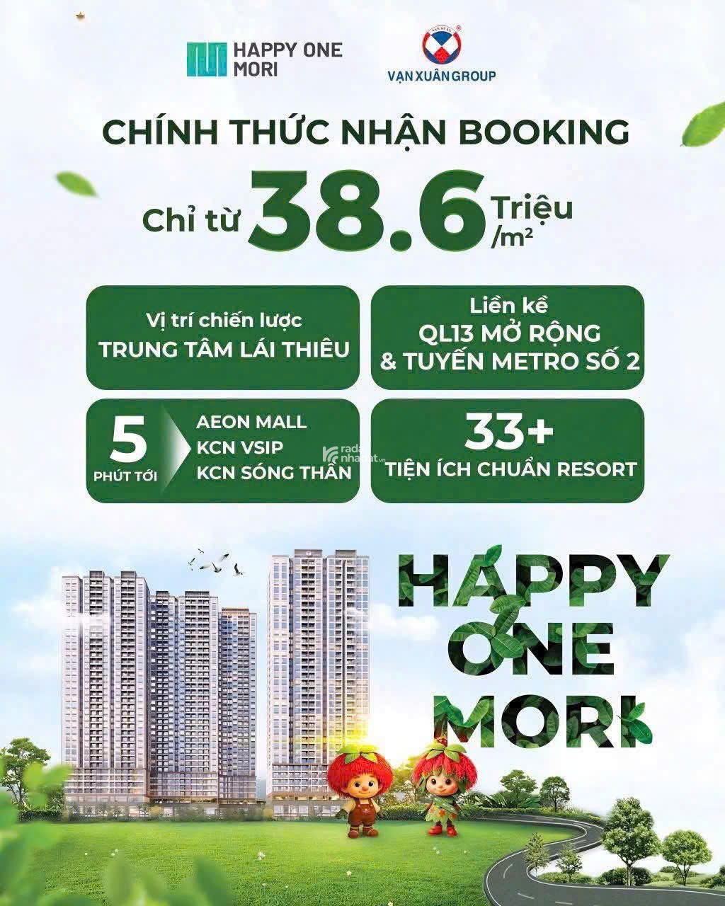 HAPPY ONE MORI, View Sân Golf, gần TTTM AEON, giá tốt đầu tư