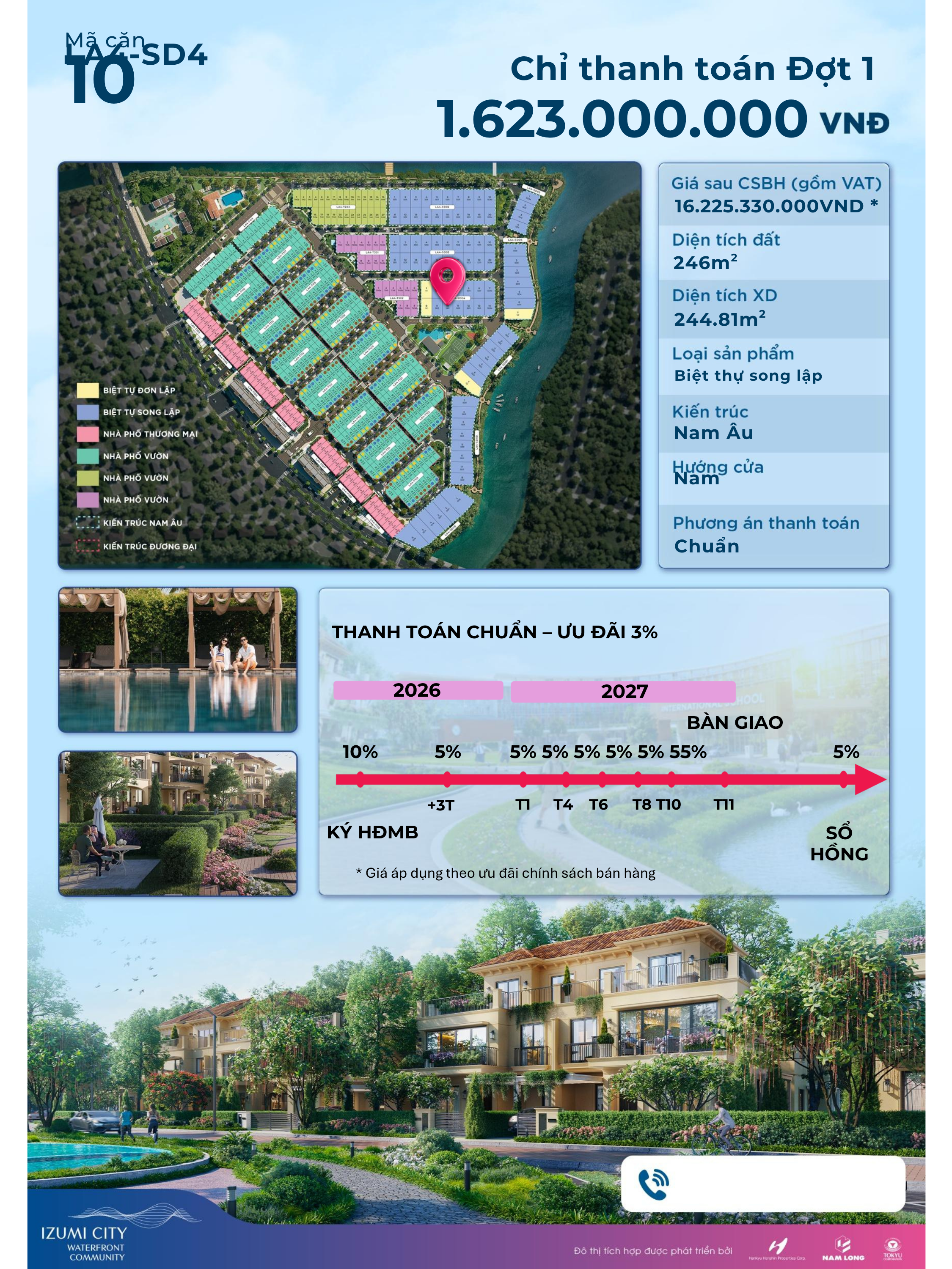 Nhà phố vườn ven sông Izumi City - chỉ cách Vinhomes Quận 9 qua cầu Đồng Nai 2 - sân vườn 54m2