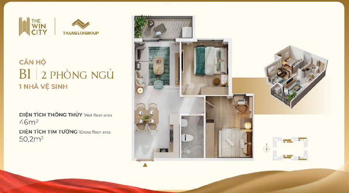 Bán căn hộ The Win City 2PN giá bán 1,6 tỷ. Tặng full NT cao cấp, TT 15% nhận nhà
