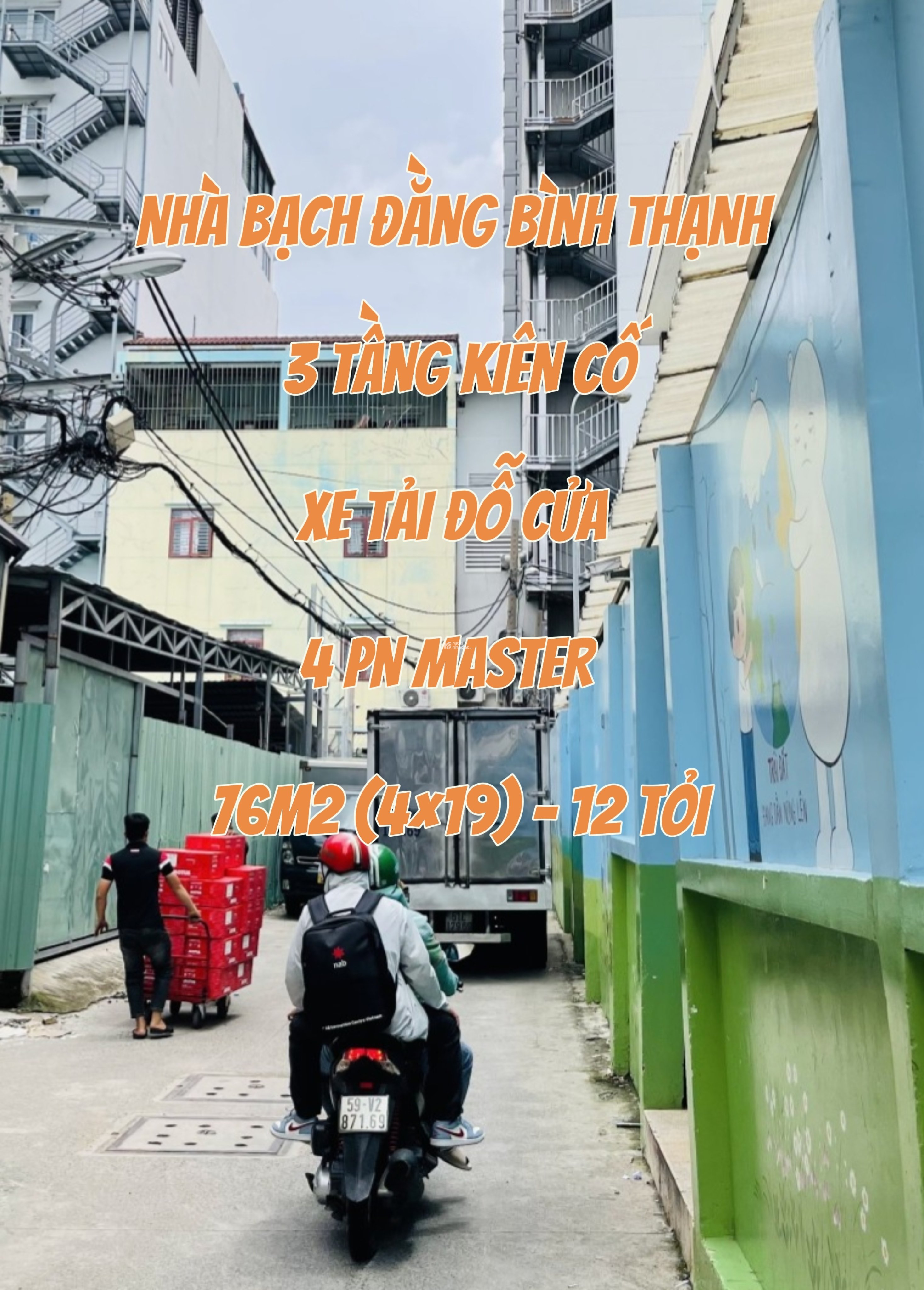 NHÀ BẠCH ĐẰNG 3 TẦNG KIÊN CỐ - XE TẢI ĐỖ CỬA - 4PN RỘNG - 76M2 (419) - 12 TỶ