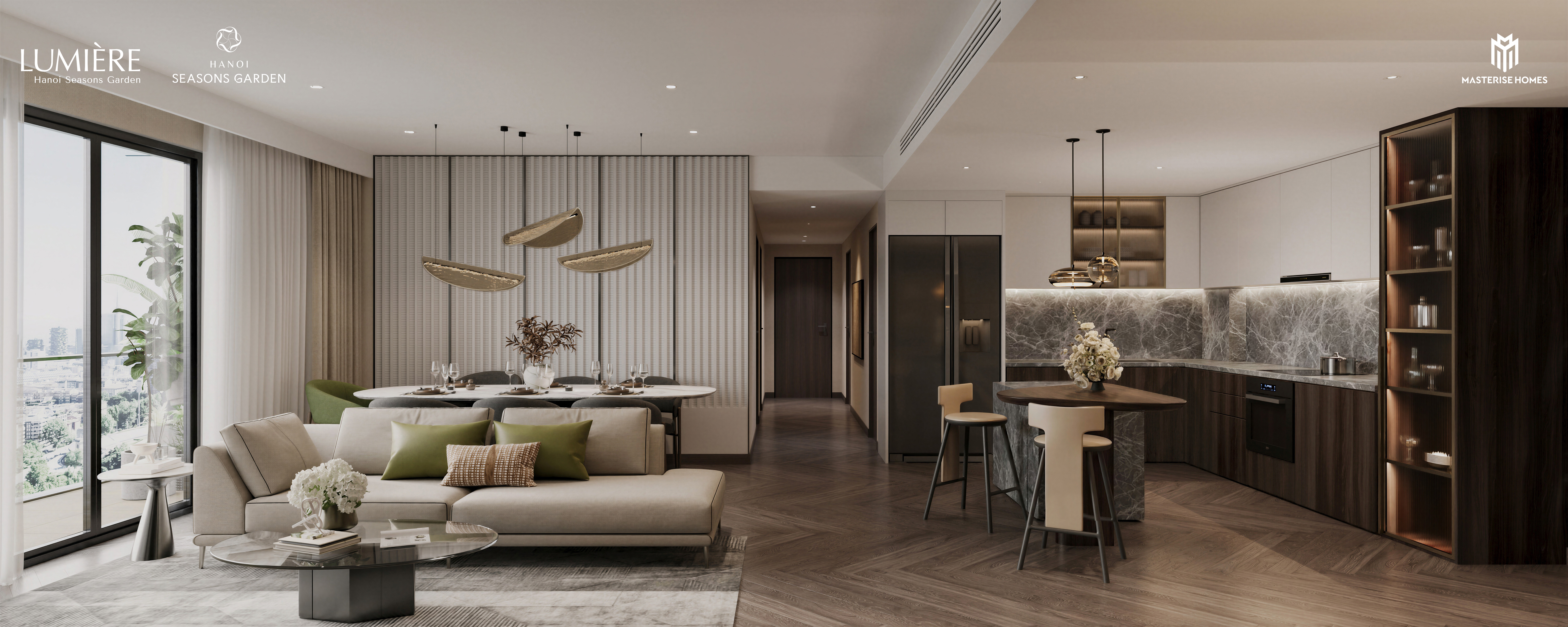 Căn góc 3PN1MR diện tích 126.7m2 tại Lumière Hanoi Seasons Garden