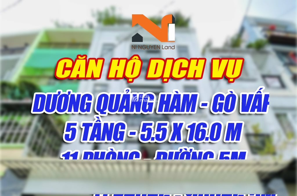 BÁN CHDV 11 PHÒNG - 5 TẦNG 5,5X16M - DƯƠNG QUẢNG HÀM - DÒNG TIỀN ỔN ĐỊNH