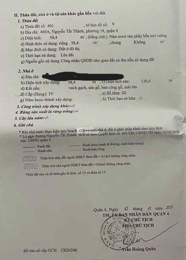 Bán nhà riêng chính chủ mặt tiền Nguyễn Tất Thành quận 4